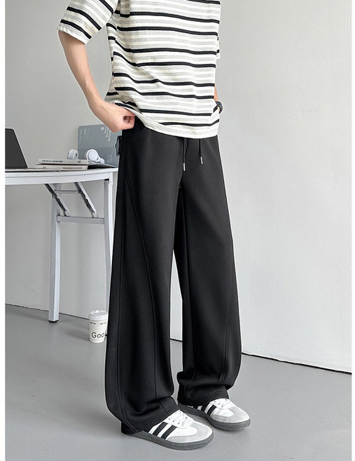 남녀 공용 소프트 링클프리 스트레이트 캐주얼 팬츠