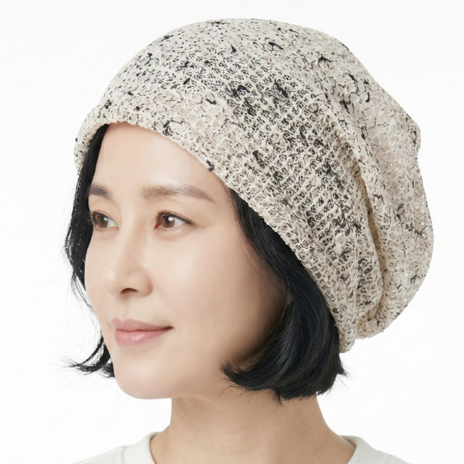 비니 망사 시스루 네트 여름 중년여성 모자 두건 플라워 큐빅 화려한 할머니