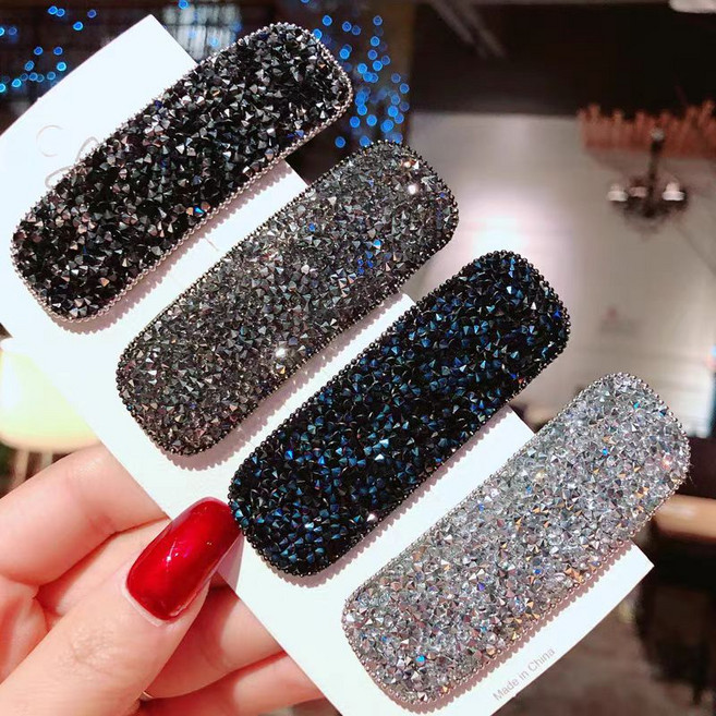 [4종세트] 헤어퀸 성인 여성 큐빅 똑딱핀 옆머리 포인트 헤어핀