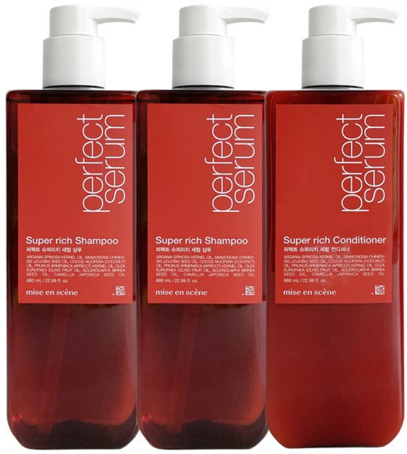 미쟝센 퍼펙트 슈퍼리치 세럼 샴푸 680ml x2 + 컨디셔너, 1개