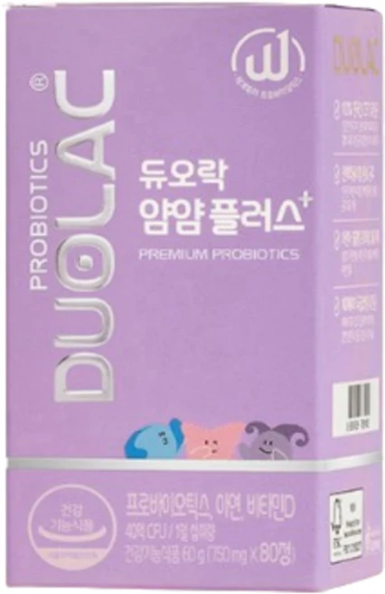 [GRAS 최다등재] 듀오락 얌얌플러스 80정 (40일분) 1개 / 어린이 유산균 비타민D 아연 - 쿠팡