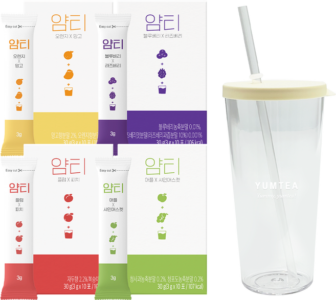 얌티 4종 + 텀블러, 4박스, 10개입, 3g