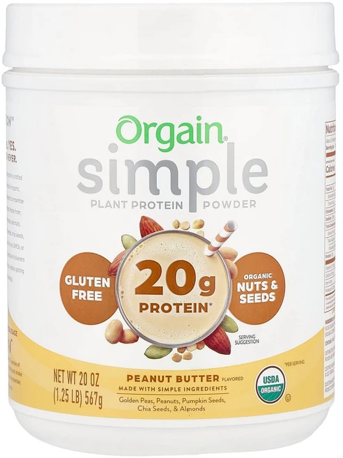 올게인 심플 식물성 단백질 분말 땅콩 버터 567g(1.25lb), OGA00749, 1개, 567g - 쿠팡