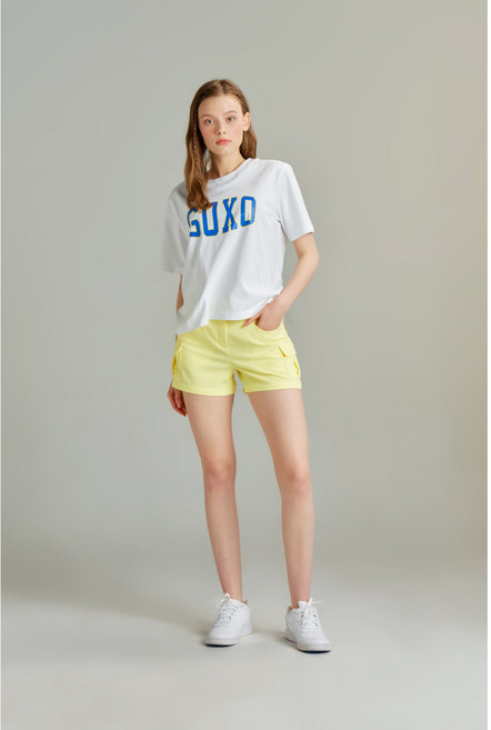 고엑스오 하트어택 사이드 포켓 숏팬츠 옐로우