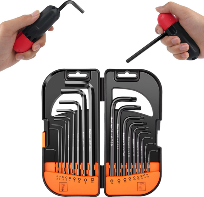 육각 볼렌치 20종 세트 L렌치 롱렌치 보조 핸드 포함, 1세트