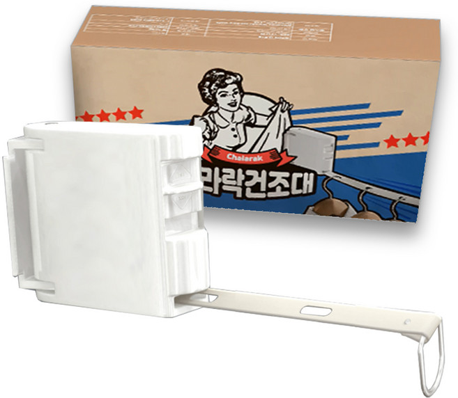 무타공 부착식 접이식 빨래 건조대 줄자 빨랫줄, 화이트