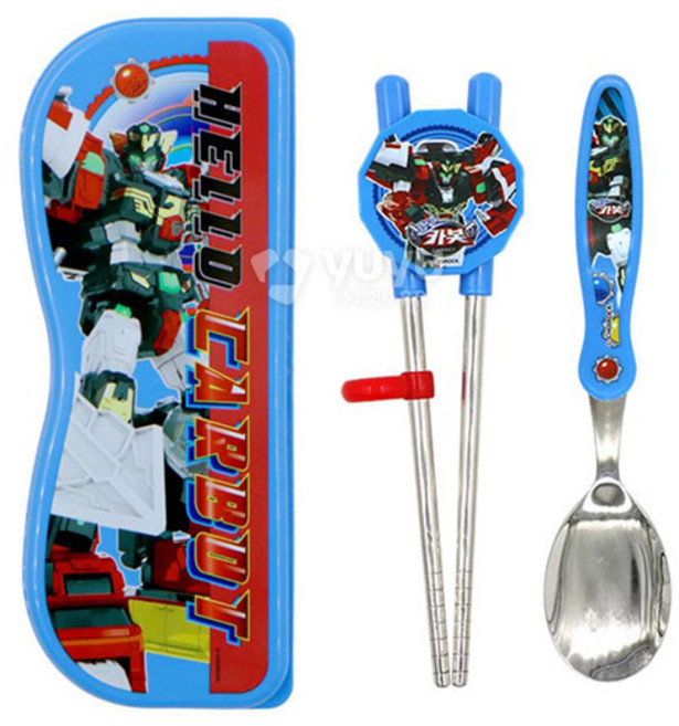 헬로카봇용사 스푼 양손 교정젓가락케이스세트 어린이 도시락 수저세트, 1개, 젓가락스푼케이스, 블루