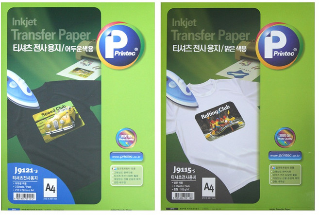 잉크젯 레이저 전사지 벌크 티셔츠 전사용지 밝은색 유색, 레이저전사지(5매/벌크형/밝은색용)