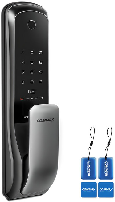 COMMAX 무타공 지문인식 카드키 푸시풀 디지털 손잡이 있음 도어락, CDL-615P, 고객직접설치