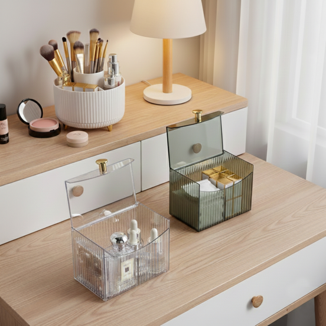 면봉 화장솜 케이스 아크릴 보관함, 1개, 클리어 투명