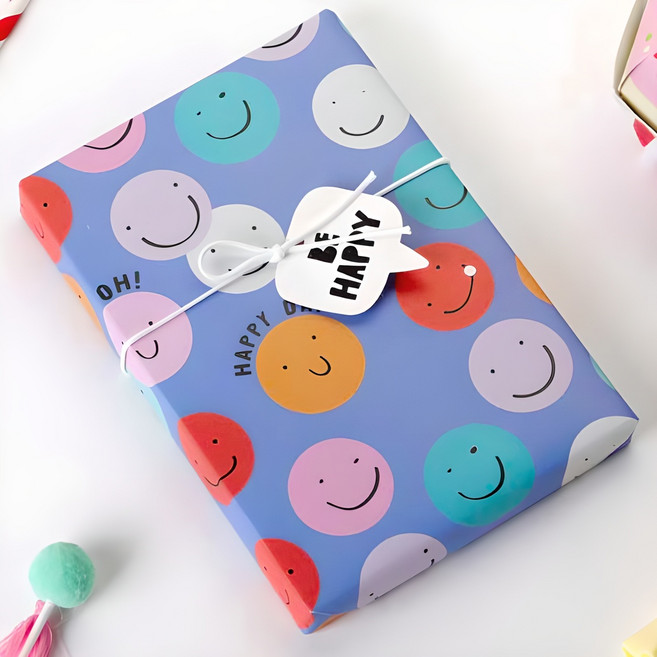 인디케이 스마일 해피데이 포장지, 혼합색상, 10개