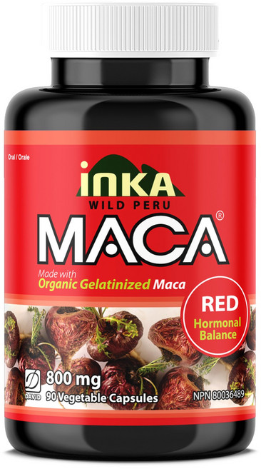 INKA MACA 유기농 페루 레드마카 800mg 90식물성캡슐 여성마카 여성호르몬 에스트로겐 균형제 갱년기 캐나다 직구, 90정, 1개
