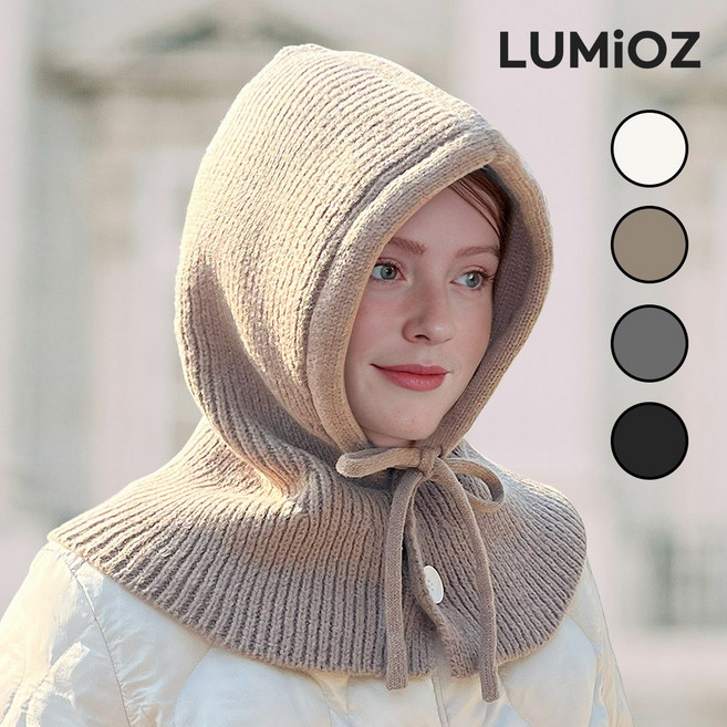 루미오즈 고급형 니트 바라클라바 넥워머 남여공용 후드, 카키, 1개