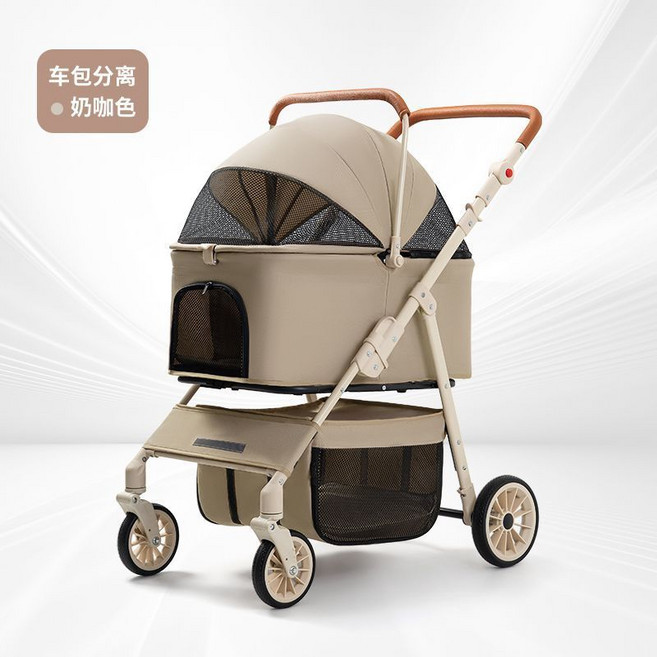 寵物推車 輕便可摺疊分離外出遛狗代步中型提籃手推車, T900咖, 1個