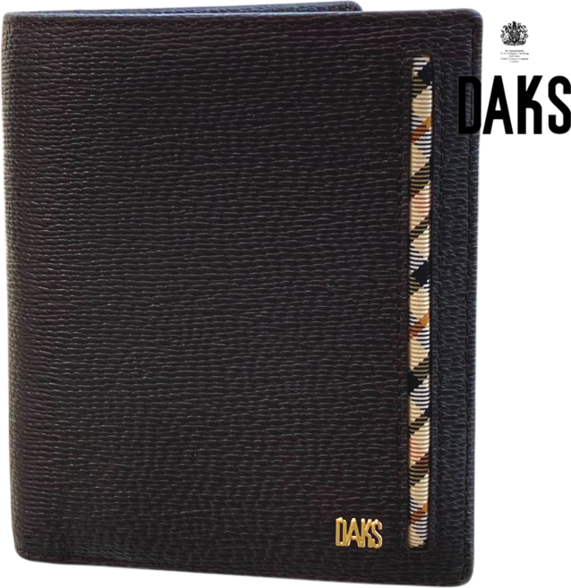 닥스 다크브라운 가죽 하우스멀티체크패턴 중지갑