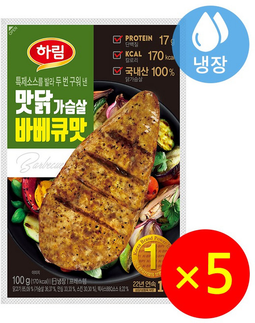 하림 맛닭가슴살 바베큐맛, 5개, 100g