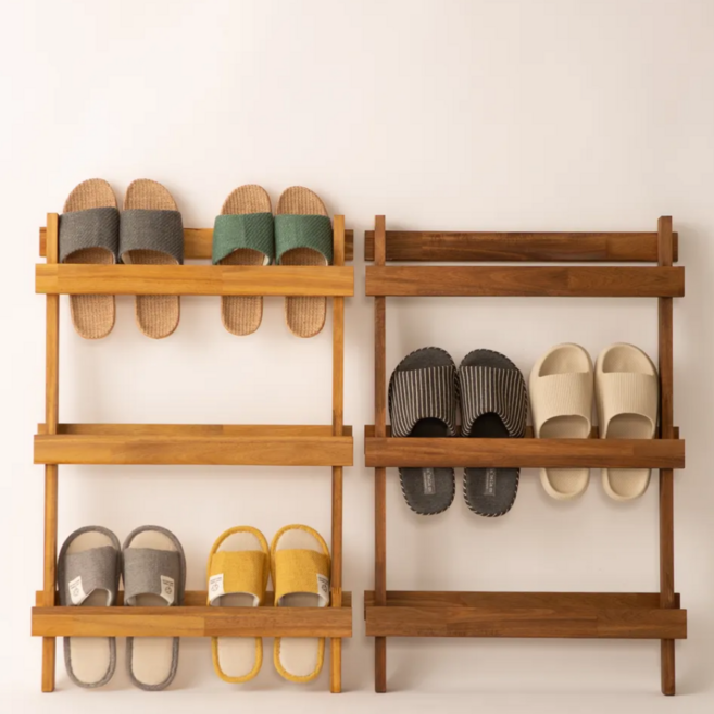 타올라 원목 실내화거치대 슬리퍼거치대, 다크 브라운, 1개, 라지(여섯 켤레)
