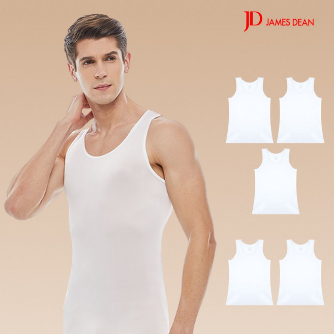 제임스딘 남성 민소매 런닝 5매 화이트 면 100