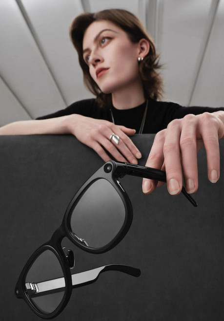 RayNeo V3 AI 스마트 안경 블루투스 무선 음성 제어 카메라 웨어러블, 1개, 미러블랙 글로시 충전케이스미포함 L, 기본 색상