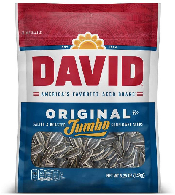 DAVID Seeds 오리지널 솔티드 앤 로스트 점보-해바라기씨 149g 12팩, 1개