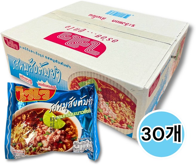 와이와이 민스드 포크 똠얌 누들 봉지라면 60g, 30개