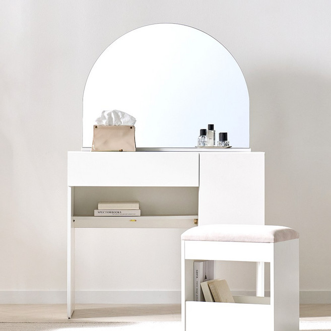 에퓌르 다용도 콘솔 거실 수납 침실 서랍 거울 900 도어 화장대 시리즈 2colors, 크림화이트, 01.선택안함