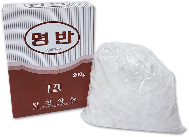 백반 명반 백반가루 200g 명반파충류퇴치 백반뱀퇴치 백반봉숭아물 전통염색 야영군용품, 1개