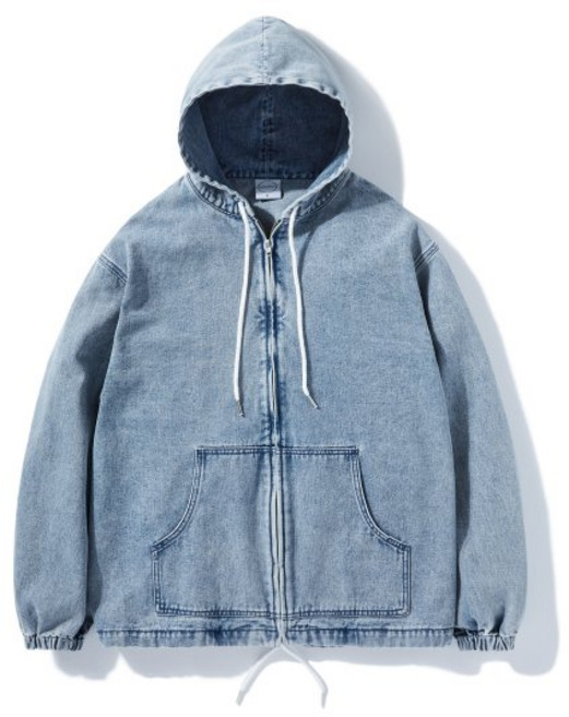 미니멀프로젝트 오버핏 스톤워싱 데님 후드 집업 자켓 MDJ103 라이트 블루