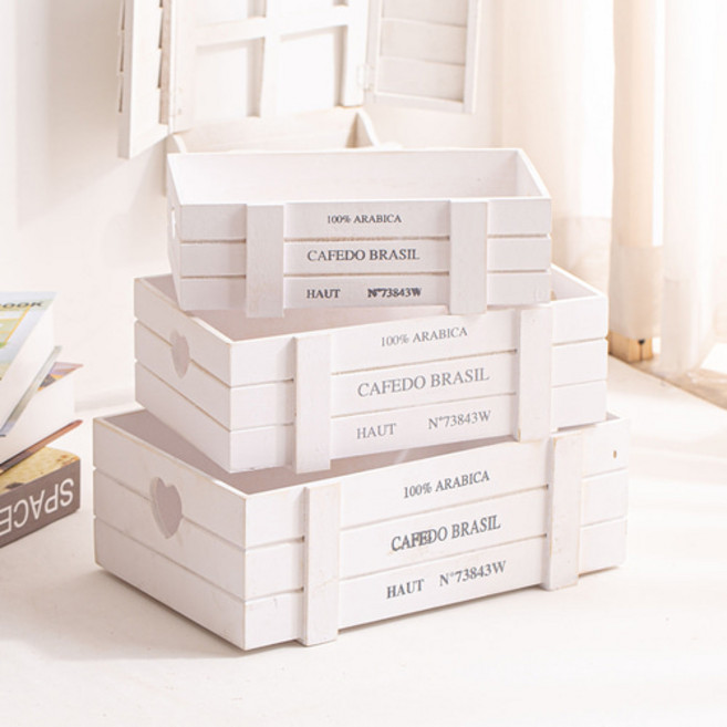 [데코봉봉] 카페도 브라질 화이트 1호 1P 소형 정리함 상자 다용도 빈티지 캠핑 박스 수납함