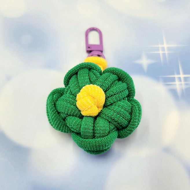 라온맘 양말목 꽃 키링 만들기 DIY 키트, 12_진그린/진옐로우, 1개