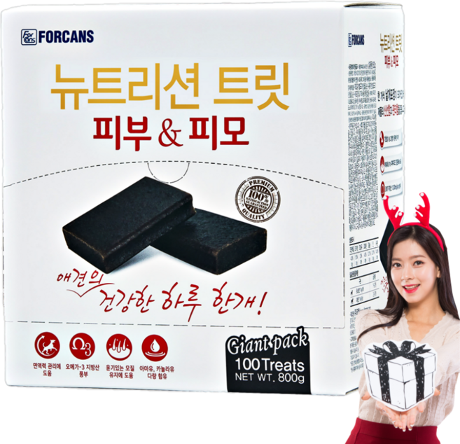 포켄스 뉴트리션트릿 대용량 강아지 기능성 영양간식 개별포장 100개입, 피부/피모, 1개