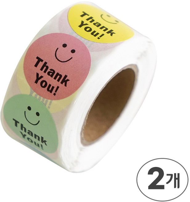 디어플레이스 땡큐 스마일 롤스티커 500매, 2개, 8색 땡큐 스마일