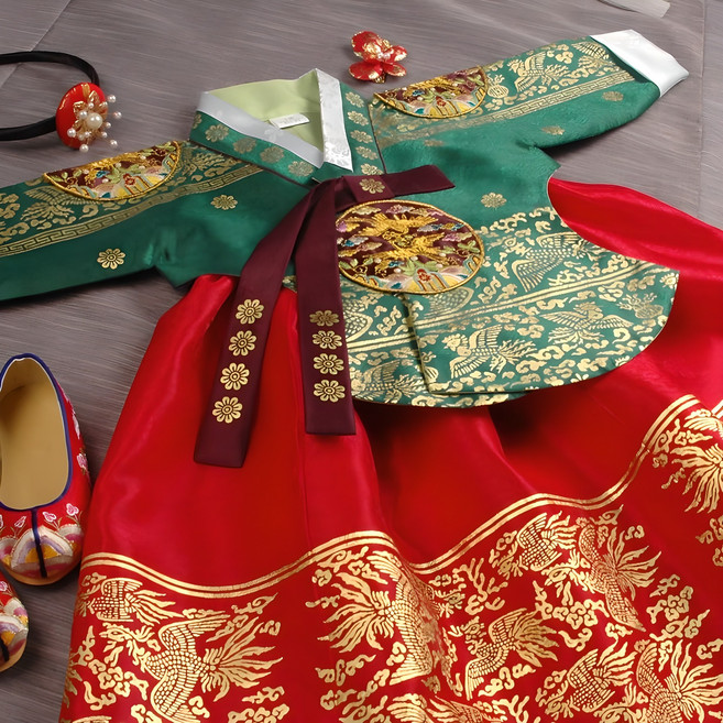 [럭셔리한복] 62.초록금박당의(여) _(01호~13호) 아동한복 여아한복 돌한복 유아 아이한복 물실크원단 당의저고리 전통스타일