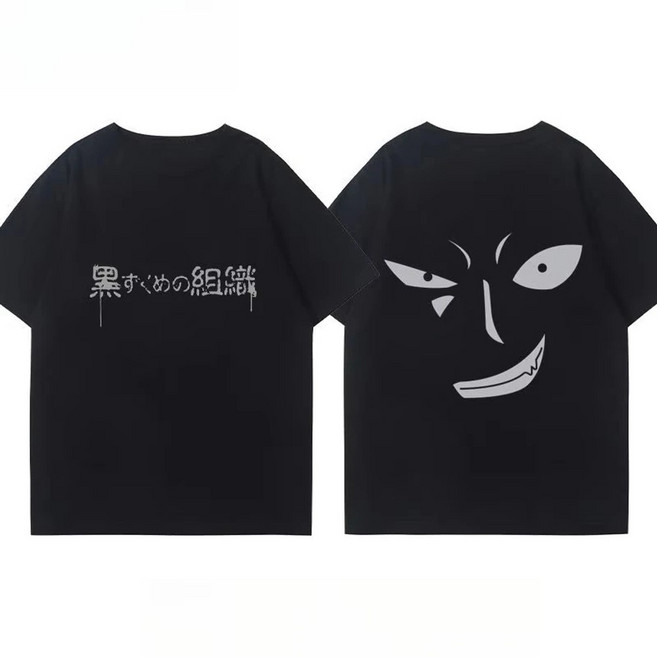 명탐정코난 반팔 루즈핏티셔츠 남녀공용 캐주얼 면 블랙