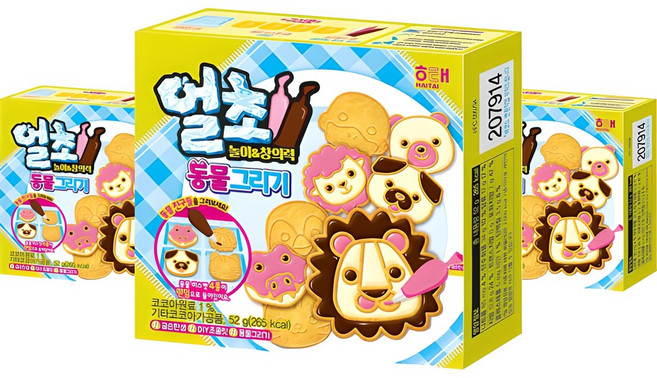 해태제과 얼초 동물 그리기 과자 52g 랜덤발송, 단품, 3개
