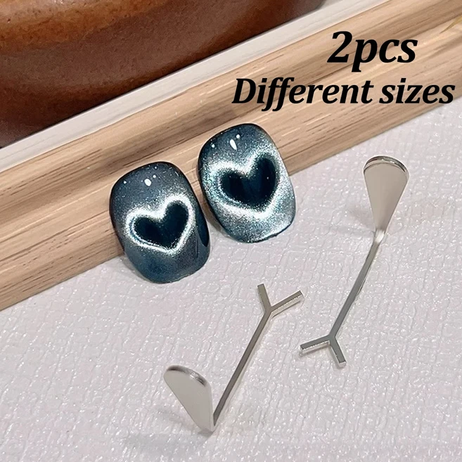 3-in-1 뉴 러브 아가일 캣아이 네일 마그넷 3D 하트 글라스 비즈 서펜타인 아트 마그네틱 DIY 젤 폴리싱 도, 14 2pcs