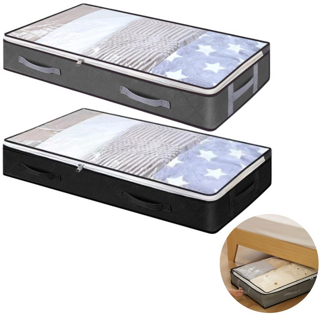 도나토르 언더베드 패브릭 리빙박스 수납함, 블랙, 1개