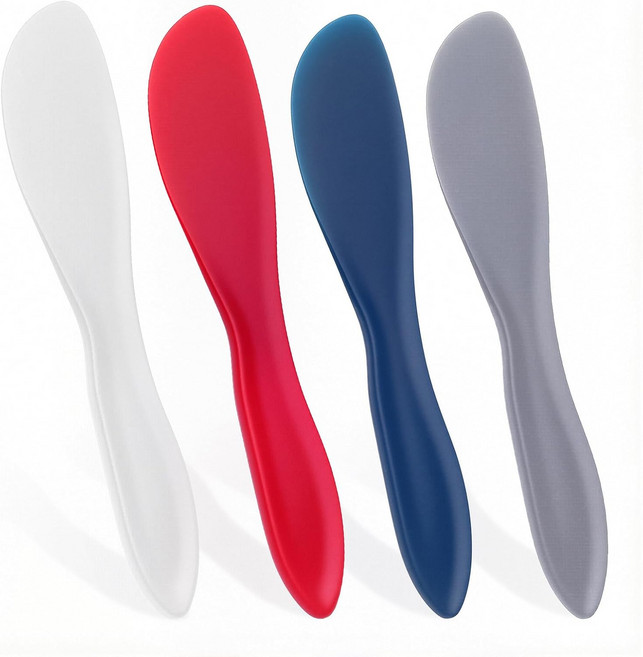 4팩 플라스틱 버터 스프레더 나이프 6.96X1.37인치 다목적 치즈 프로스팅 젤리 크림치즈 및 견과류용 다용도 커터