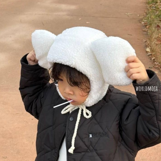 월드모자 곰돌이 뽀글이 방한모 겨울 방한 모자 유아모자 아동모자 겨울모자