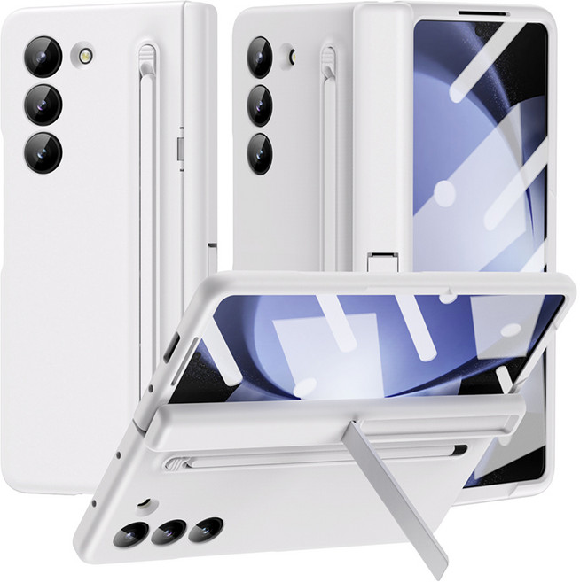 YINUO 갤럭시 Z 폴드3 4 5 슬림 케이스 커버 with S펜+액정보호 필림 일체형 휴대폰 케이스