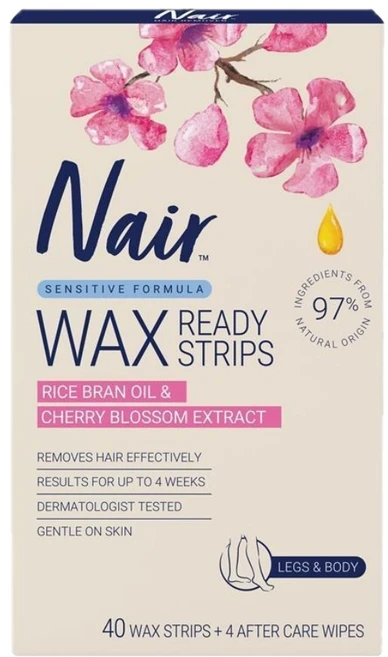 Nair 네어 센시티브 레그 앤 바디 라지 왁스 스트립스 40개입 Sensitive Large Wax Strips, 1개 - 쿠팡
