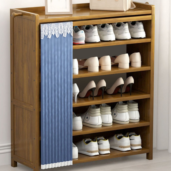 행거 신발장 일체형 현관 신발장 다용도 수납장, 원목, 5단