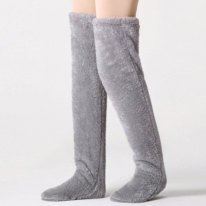 겨울 후리스 레그워머 남여공용 다리 보온 수족냉증 무압박 롱 수면양말 니삭스