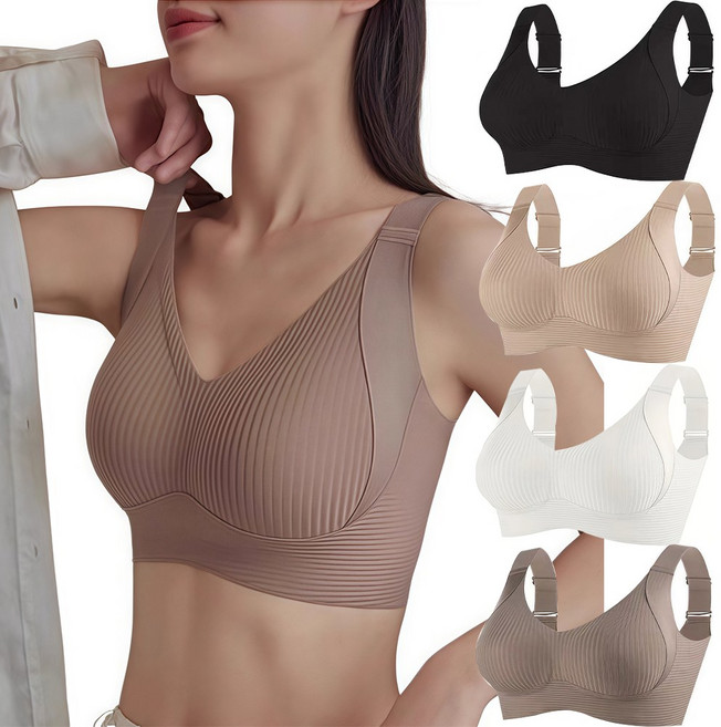 ROOICE 여성속옷 노와이어 고탄력 스포츠브라 심리스 브래지어 4종세트 FGHGJH-7