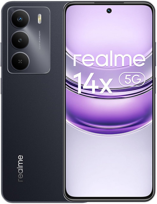 realme 14x 5G 6+128GB SIM 120Hz 5000mAh 50MP+8MP AI 6300 IP64 스마트폰 프리 블랙, 128GB