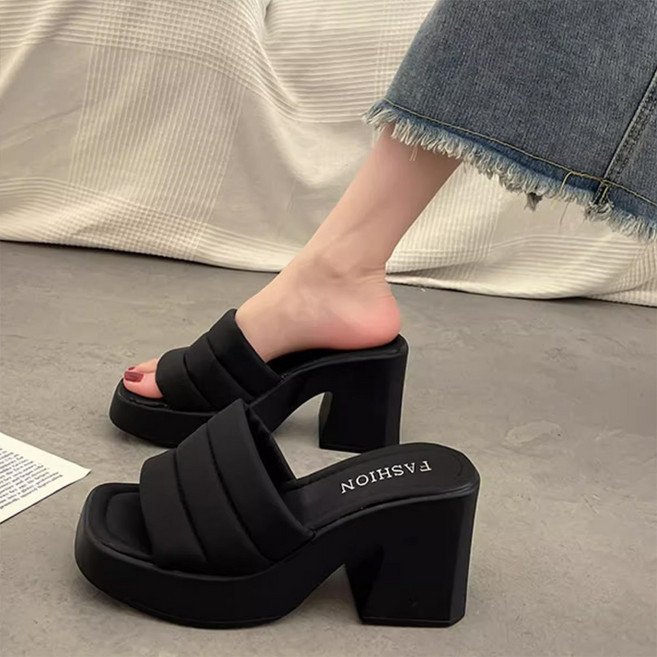 헬스와미 여성 키높이 삼선 통굽 슬리퍼 캐주얼 웨지 학교 사무실