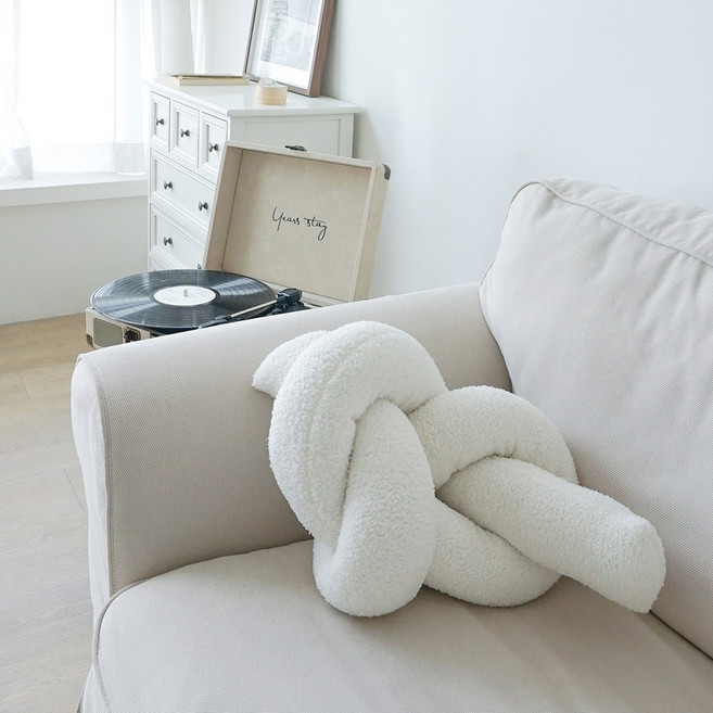 부드러운 꽈배기 오브제 쇼파 매듭 쿠션(솜포함), 단품