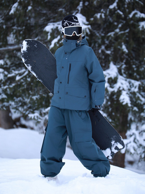 남녀공용 스노우보드복 세트 방풍 방수 보온 스키복, 789 차콜 그레이 세트, S