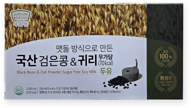 검은콩 귀리 무가당 두유, 15개, 180ml