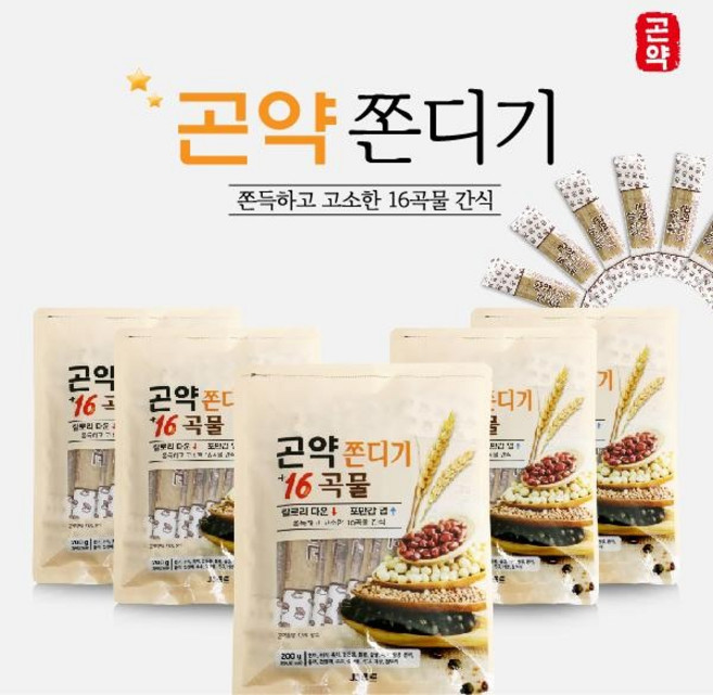 16가지 곡물과 곤약을 함유한 곤약쫀디기 5봉(50개입), 200g, 50개